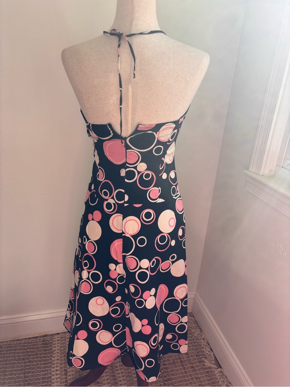 Charlotte Russe Y2K Halter Dress Pink Black Bubble Print Midi Size M Garden Tea - Picture 3 of 7